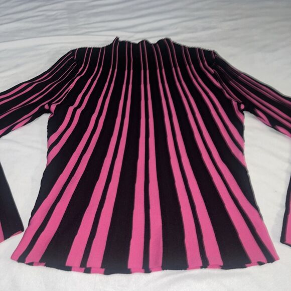 Cyrus Black Pink Mock Neck Long Sleeve Blouse M Medium Y2K - Picture 2 of 11